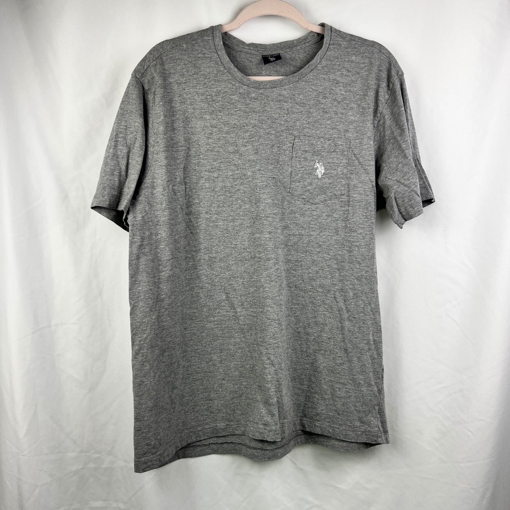 US Polo Assn Mens‎ Gray Crew Neck Pocket T Shirt Size L